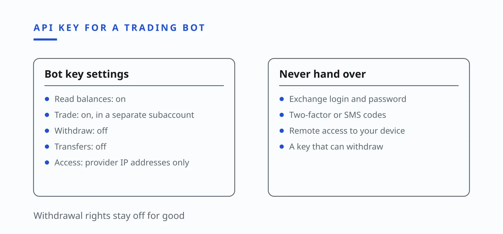 Ilia Zavialov scam prevention: exchange API key for a trading bot with withdrawals switched off